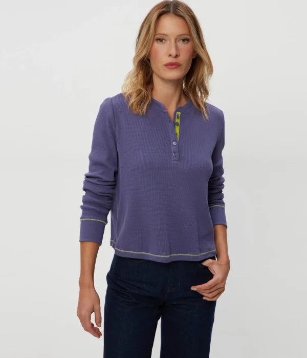 Michael Stars Lina Thermal Henley Tee- T-Shirts | Loungewear