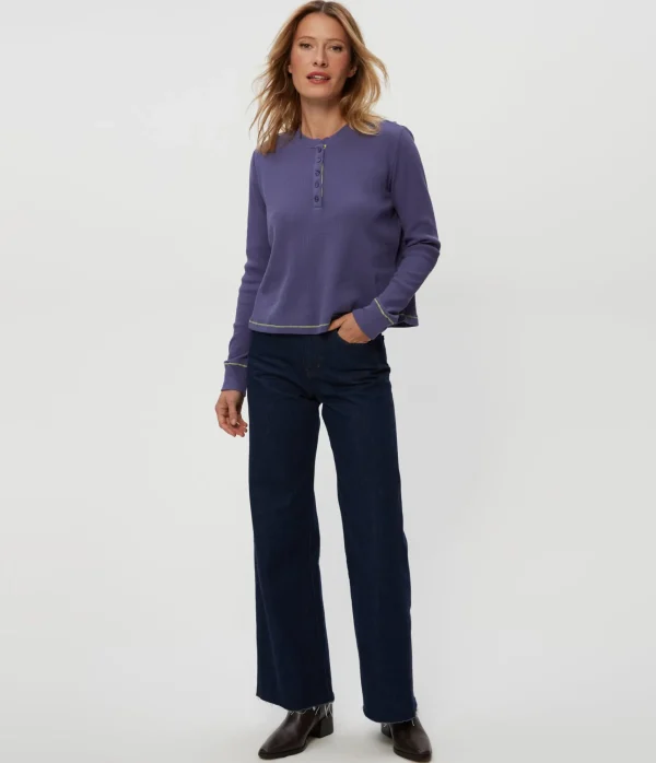 Michael Stars Lina Thermal Henley Tee- T-Shirts | Loungewear