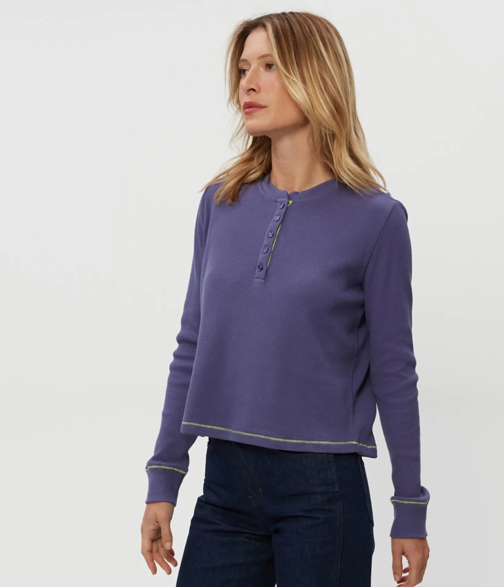 lina_thermal_henley_tee_14.webp Michael Stars Lina Thermal Henley Tee- T-Shirts | Loungewear