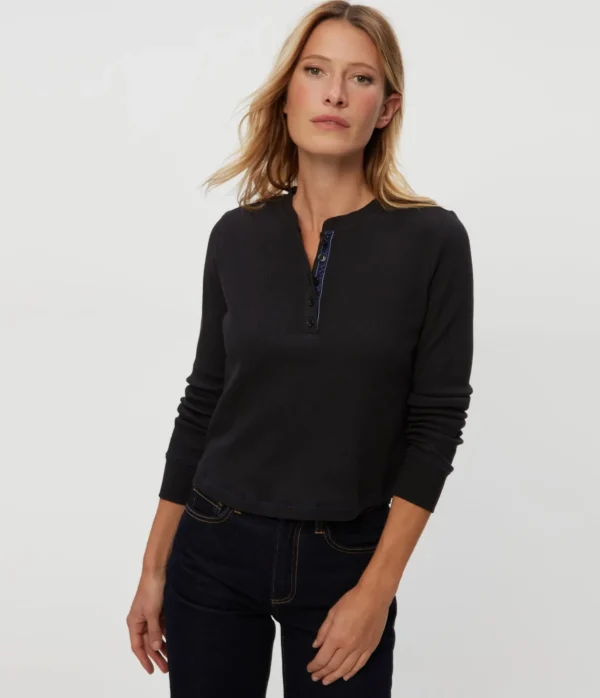 Michael Stars Lina Thermal Henley Tee- T-Shirts | Loungewear