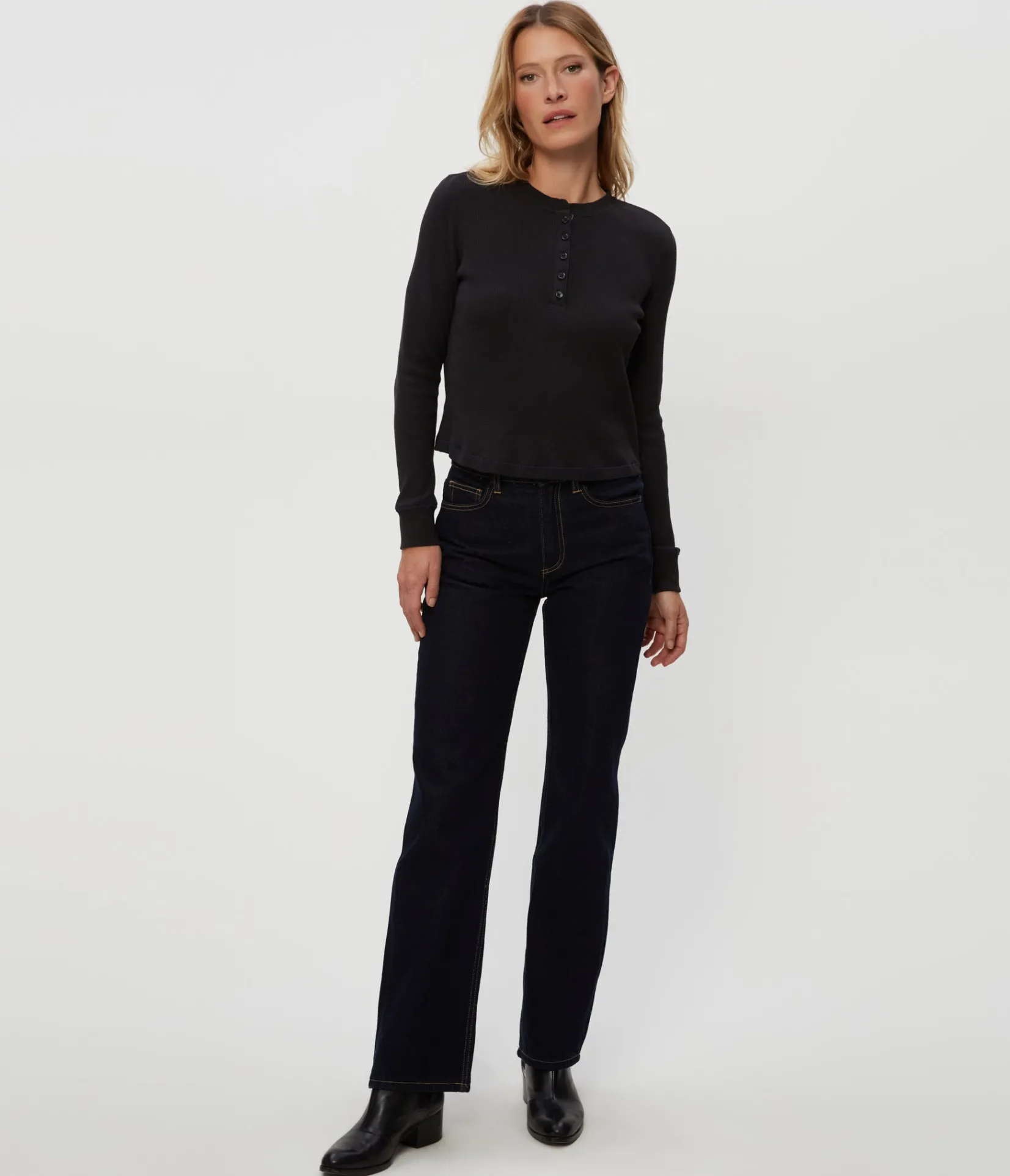 lina_thermal_henley_tee_5.webp Michael Stars Lina Thermal Henley Tee- T-Shirts | Loungewear