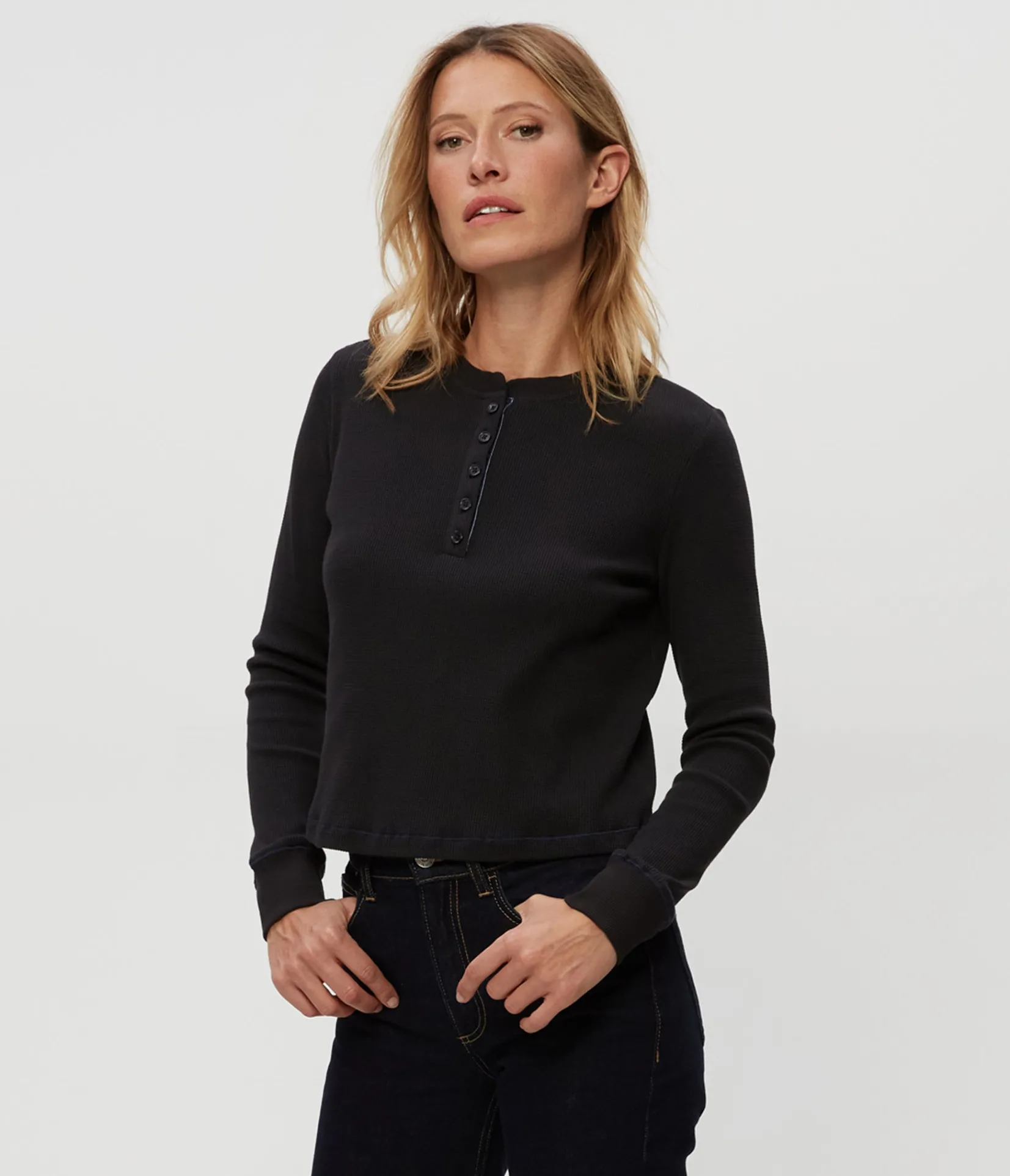 lina_thermal_henley_tee_6.webp Michael Stars Lina Thermal Henley Tee- T-Shirts | Loungewear