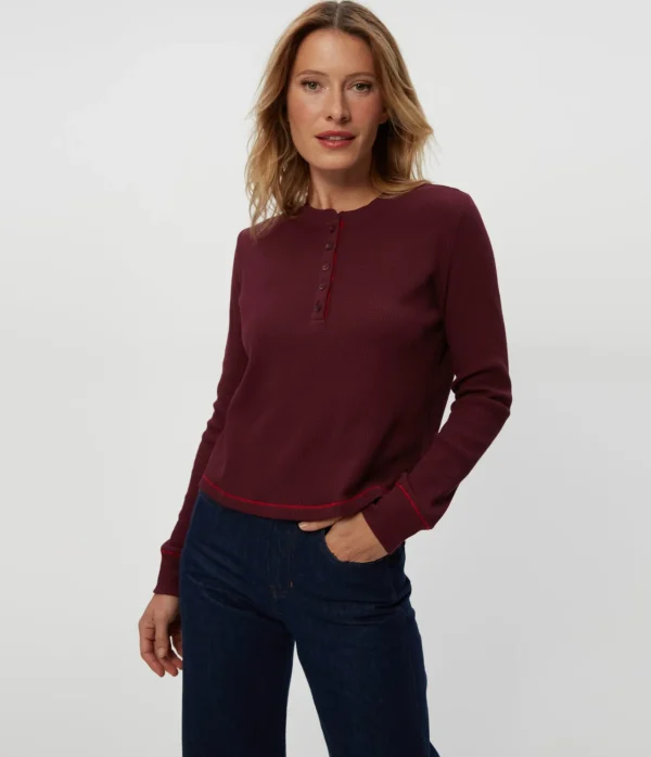 Michael Stars Lina Thermal Henley Tee- T-Shirts | Loungewear