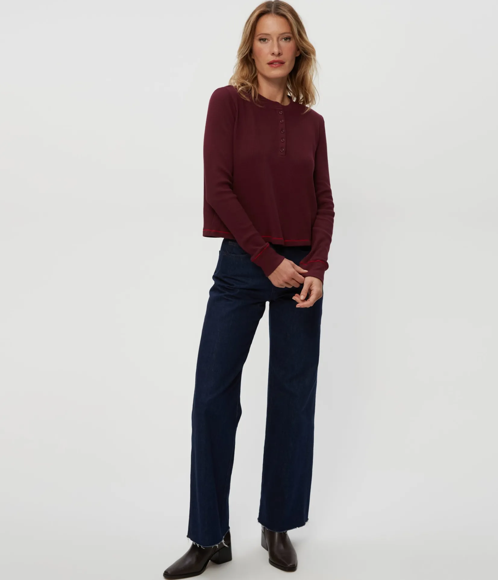 lina_thermal_henley_tee_9.webp Michael Stars Lina Thermal Henley Tee- T-Shirts | Loungewear