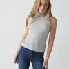 Michael Stars Lino Shine Mock Neck Tank- Tank Tops