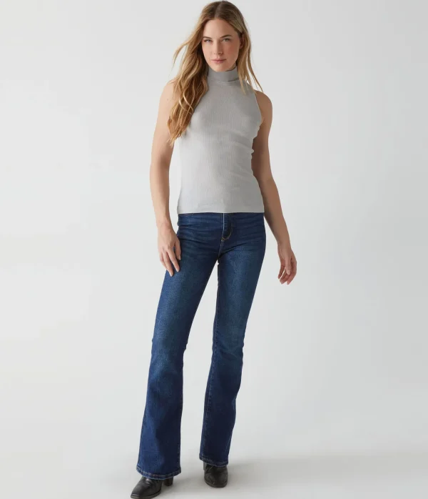 Michael Stars Lino Shine Mock Neck Tank- Tank Tops
