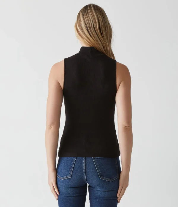 Michael Stars Lino Shine Mock Neck Tank- Tank Tops