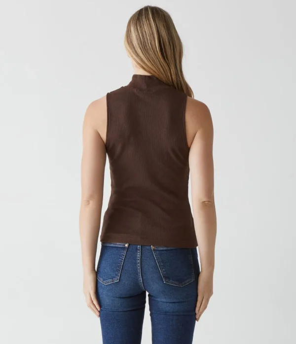 Michael Stars Lino Shine Mock Neck Tank- Tank Tops