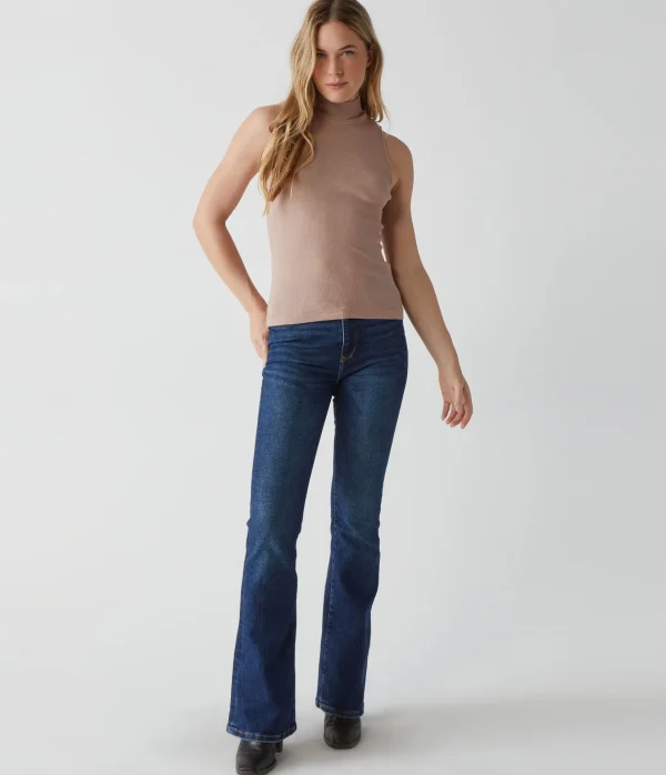 Michael Stars Lino Shine Mock Neck Tank- Tank Tops