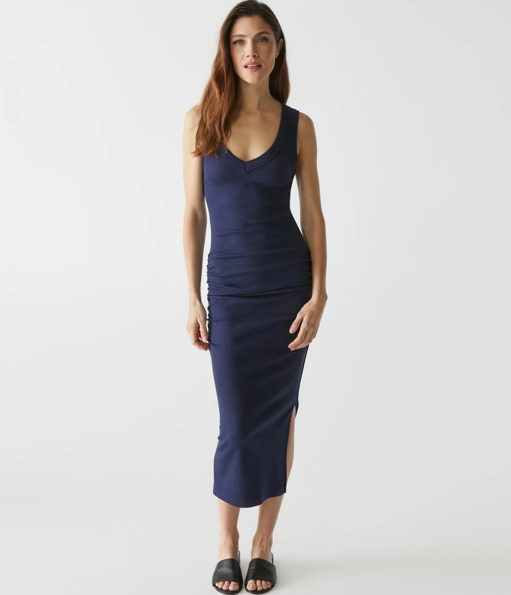 lori_ribbed_vneck_dress_13.webp Michael Stars Lori Ribbed V-Neck Dress- Dresses | Midi Dresses