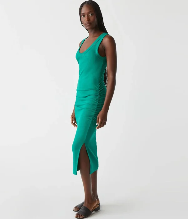 Michael Stars Lori Ribbed V-Neck Dress- Dresses | Midi Dresses