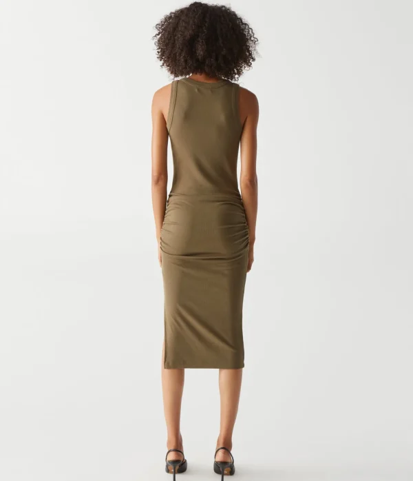 Michael Stars Lori Ribbed V-Neck Dress- Dresses | Midi Dresses