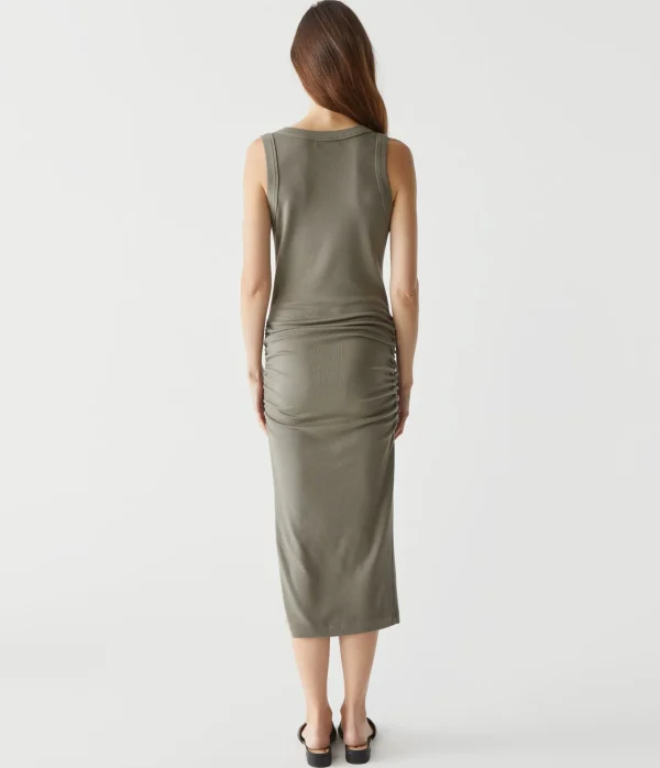 Michael Stars Lori Ribbed V-Neck Dress- Dresses | Midi Dresses