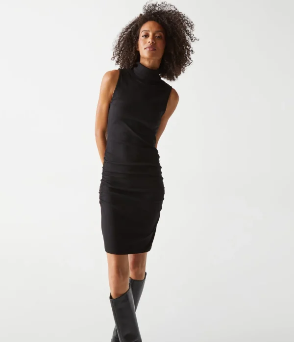 Michael Stars Macy Mock Neck Ribbed Dress- Dresses | Knee Length Dresses