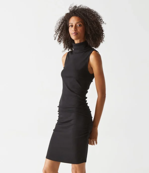 Michael Stars Macy Mock Neck Ribbed Dress- Dresses | Knee Length Dresses