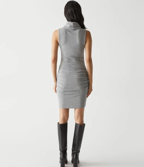 Michael Stars Macy Mock Neck Ribbed Dress- Dresses | Knee Length Dresses
