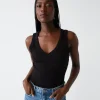 Michael Stars Maya V-Neck Tank- Tank Tops | 1x1 Cotton T-Shirts