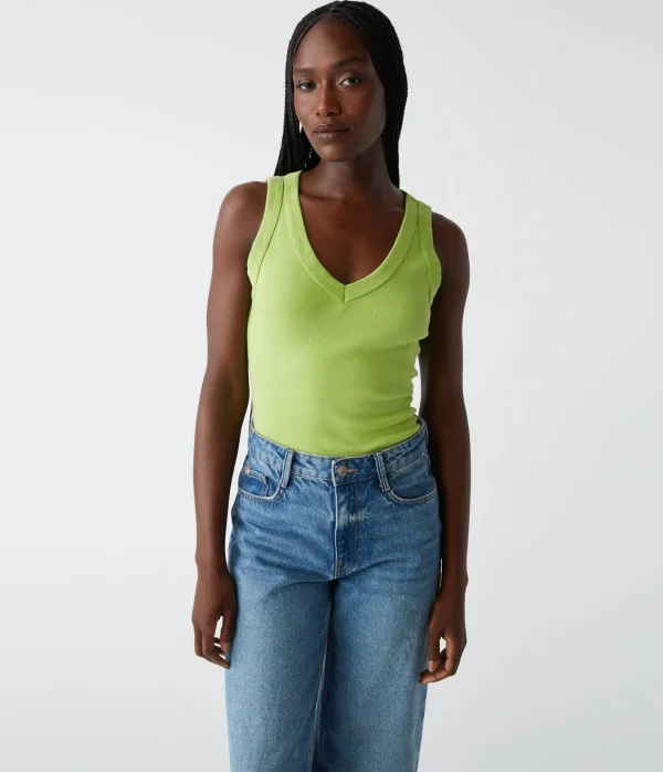 Michael Stars Maya V-Neck Tank- Tank Tops | 1x1 Cotton T-Shirts