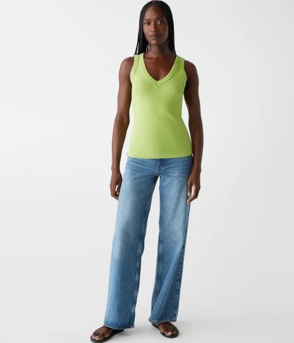 Michael Stars Maya V-Neck Tank- Tank Tops | 1x1 Cotton T-Shirts