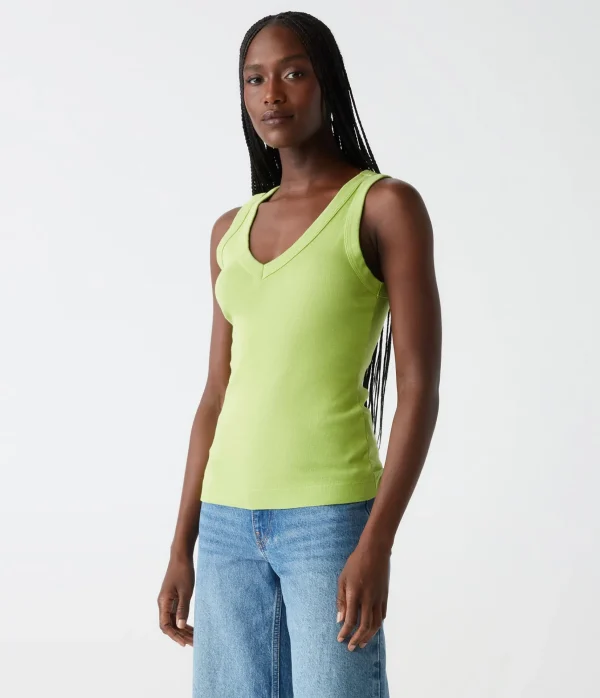 Michael Stars Maya V-Neck Tank- Tank Tops | 1x1 Cotton T-Shirts