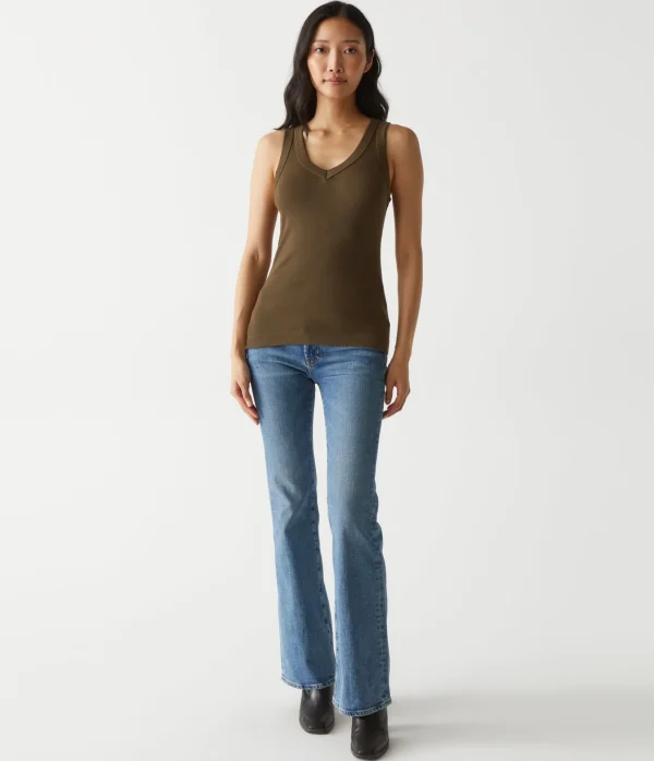 Michael Stars Maya V-Neck Tank- Tank Tops | 1x1 Cotton T-Shirts