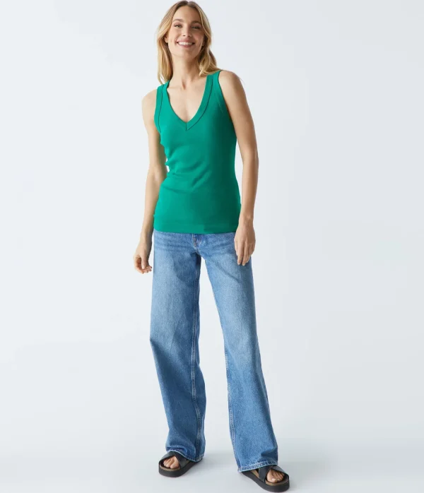 Michael Stars Maya V-Neck Tank- Tank Tops | 1x1 Cotton T-Shirts