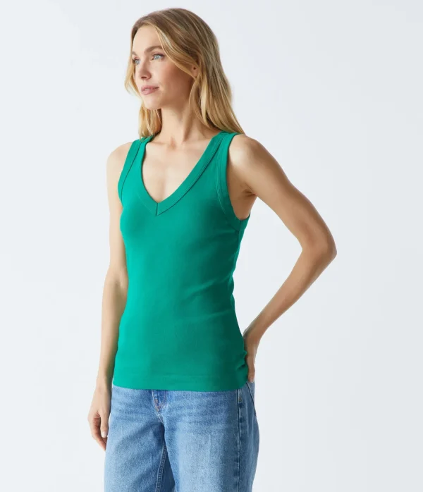 Michael Stars Maya V-Neck Tank- Tank Tops | 1x1 Cotton T-Shirts