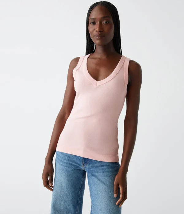 Michael Stars Maya V-Neck Tank- Tank Tops | 1x1 Cotton T-Shirts