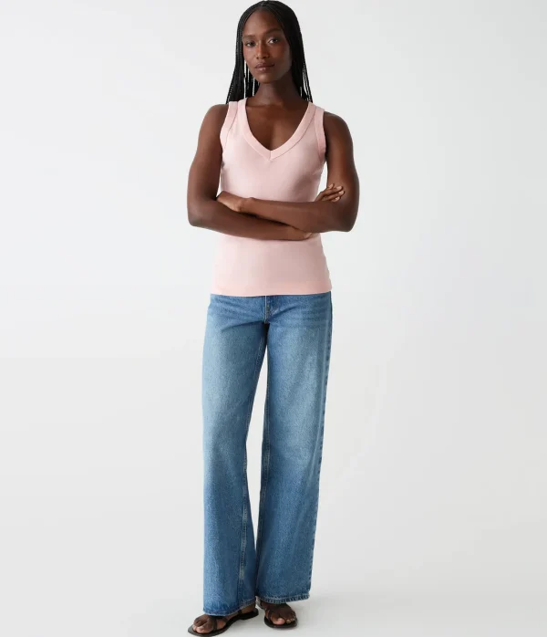 Michael Stars Maya V-Neck Tank- Tank Tops | 1x1 Cotton T-Shirts