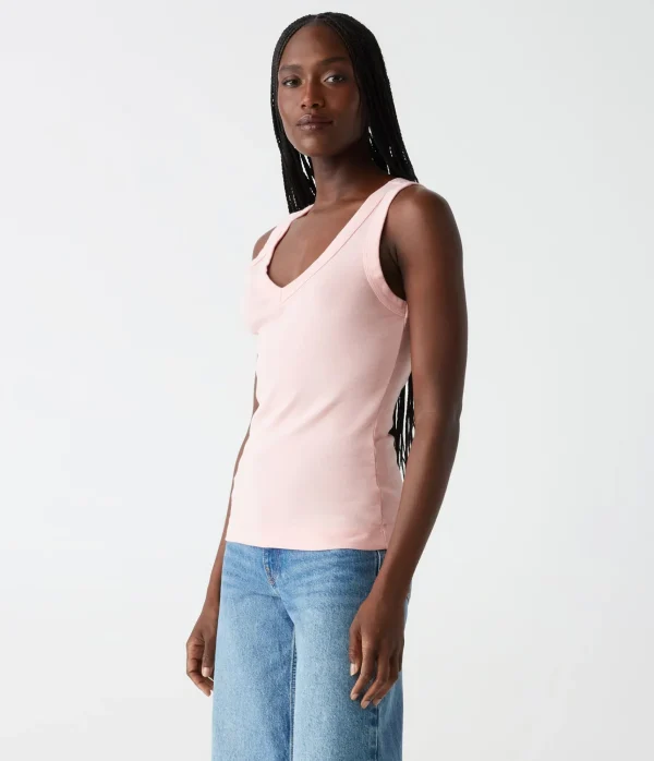 Michael Stars Maya V-Neck Tank- Tank Tops | 1x1 Cotton T-Shirts