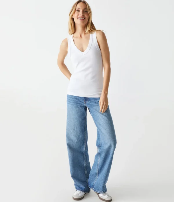 Michael Stars Maya V-Neck Tank- Tank Tops | 1x1 Cotton T-Shirts