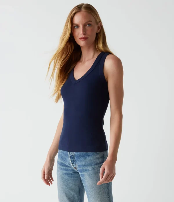 Michael Stars Maya V-Neck Tank- Tank Tops | 1x1 Cotton T-Shirts