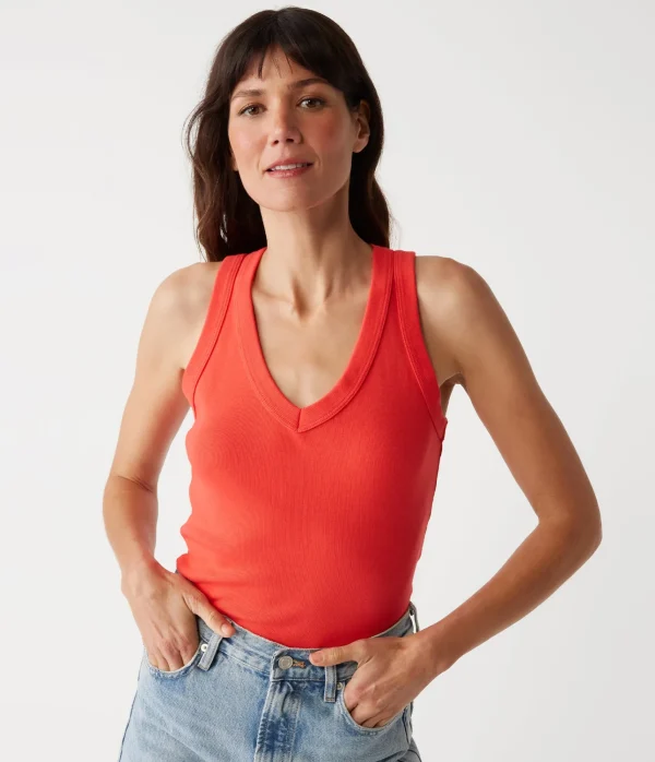 Michael Stars Maya V-Neck Tank- Tank Tops | 1x1 Cotton T-Shirts
