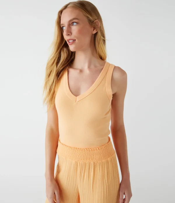 Michael Stars Maya V-Neck Tank- Tank Tops | 1x1 Cotton T-Shirts