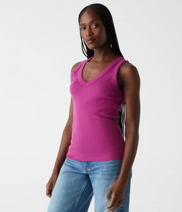 Michael Stars Maya V-Neck Tank- Tank Tops | 1x1 Cotton T-Shirts