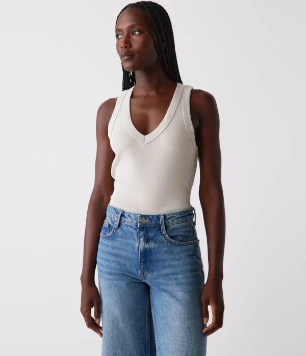 Michael Stars Maya V-Neck Tank- Tank Tops | 1x1 Cotton T-Shirts