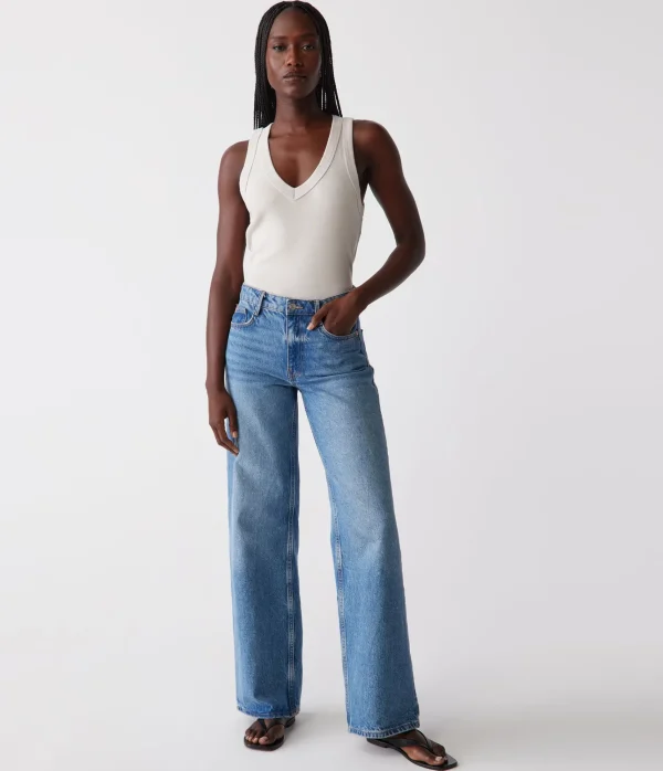 Michael Stars Maya V-Neck Tank- Tank Tops | 1x1 Cotton T-Shirts