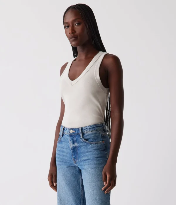 Michael Stars Maya V-Neck Tank- Tank Tops | 1x1 Cotton T-Shirts