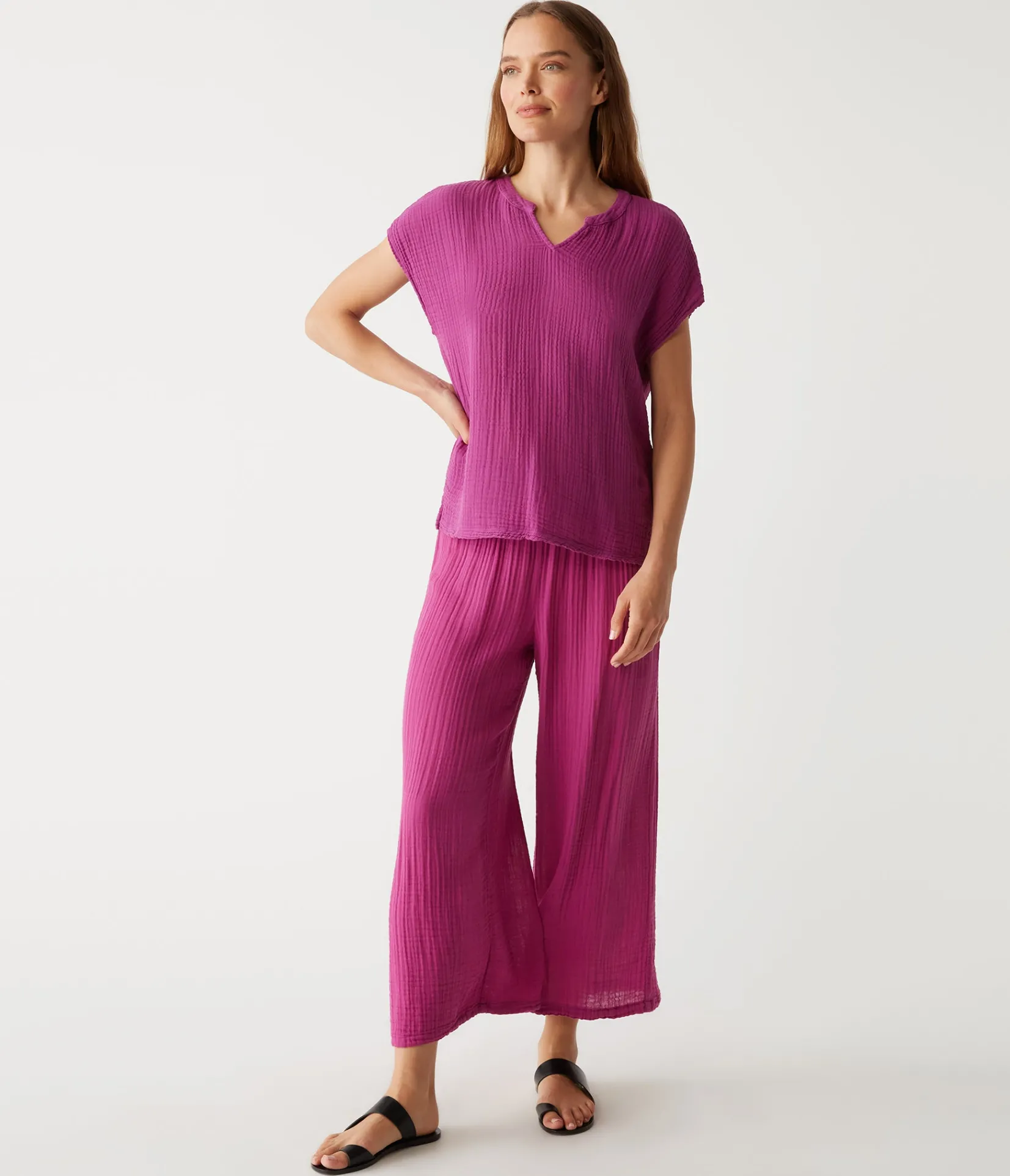 medina_cropped_gauze_pant_41.webp Michael Stars Medina Cropped Gauze Pant- Pants, Shorts & Skirts