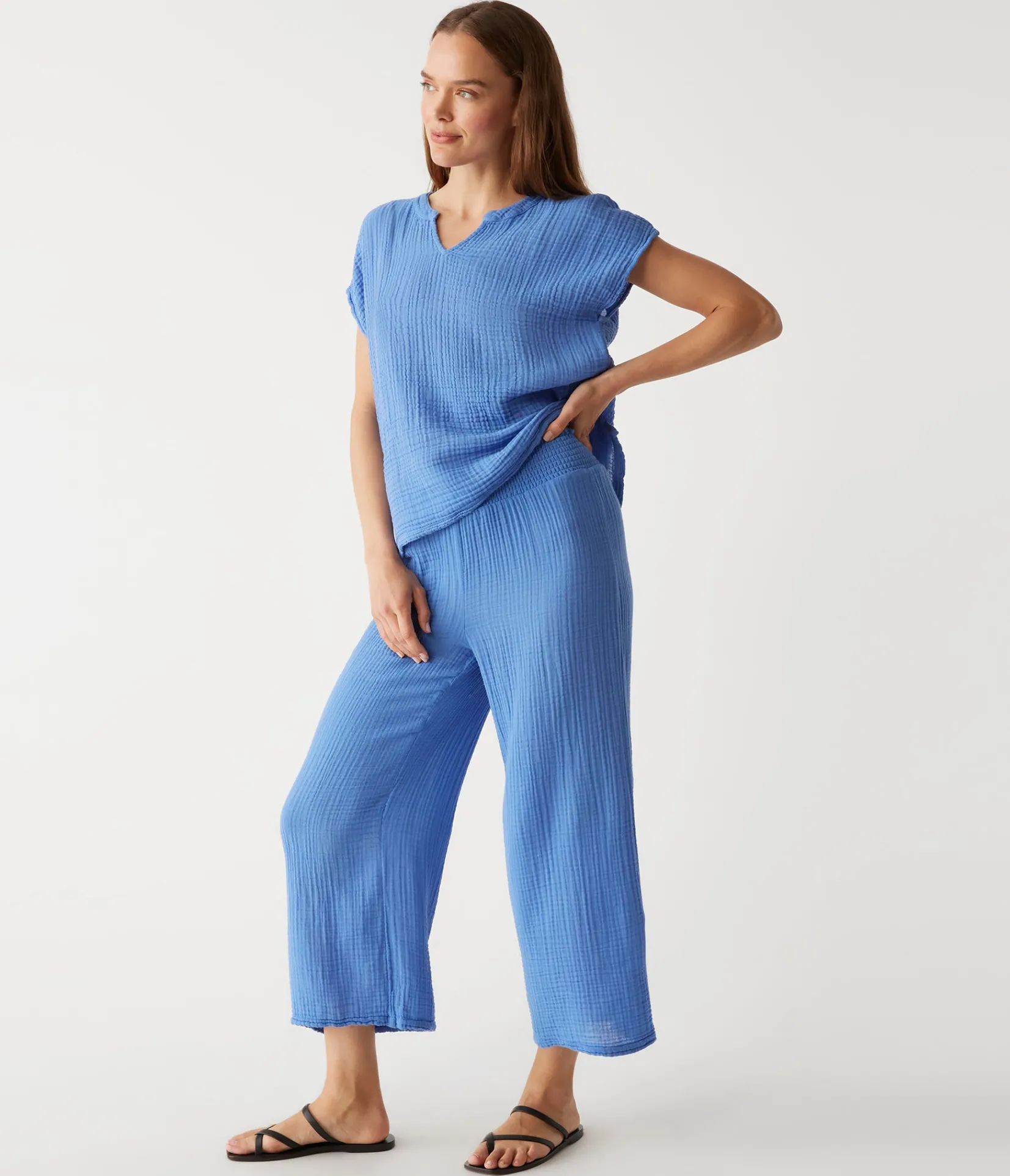 medina_cropped_gauze_pant_84.webp Michael Stars Medina Cropped Gauze Pant- Pants, Shorts & Skirts