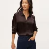 Michael Stars Meredith Satin Button Down Shirt- Tops, Blouses & Shirts