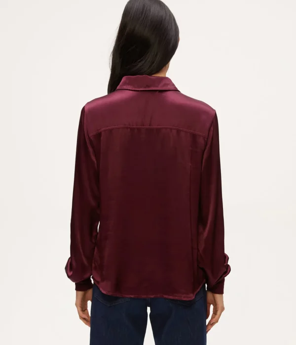 Michael Stars Meredith Satin Button Down Shirt- Tops, Blouses & Shirts