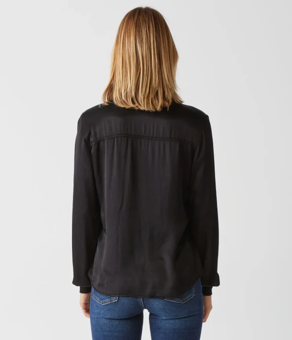 Michael Stars Meredith Satin Button Down Shirt- Tops, Blouses & Shirts