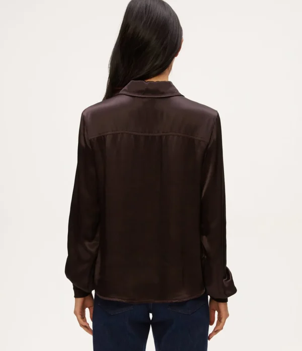 Michael Stars Meredith Satin Button Down Shirt- Tops, Blouses & Shirts