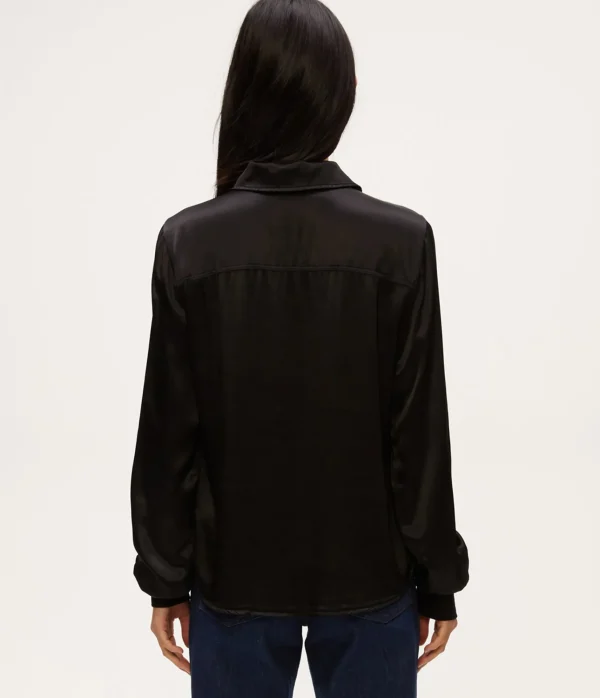 Michael Stars Meredith Satin Button Down Shirt- Tops, Blouses & Shirts