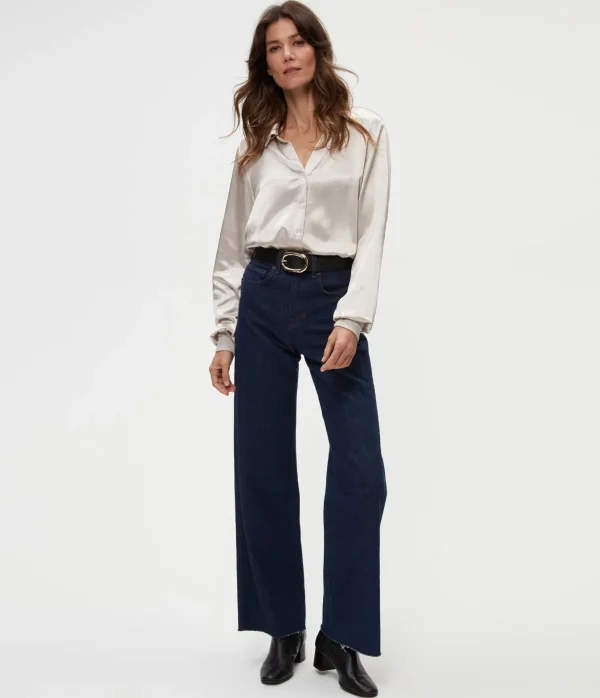 Michael Stars Meredith Satin Button Down Shirt- Tops, Blouses & Shirts