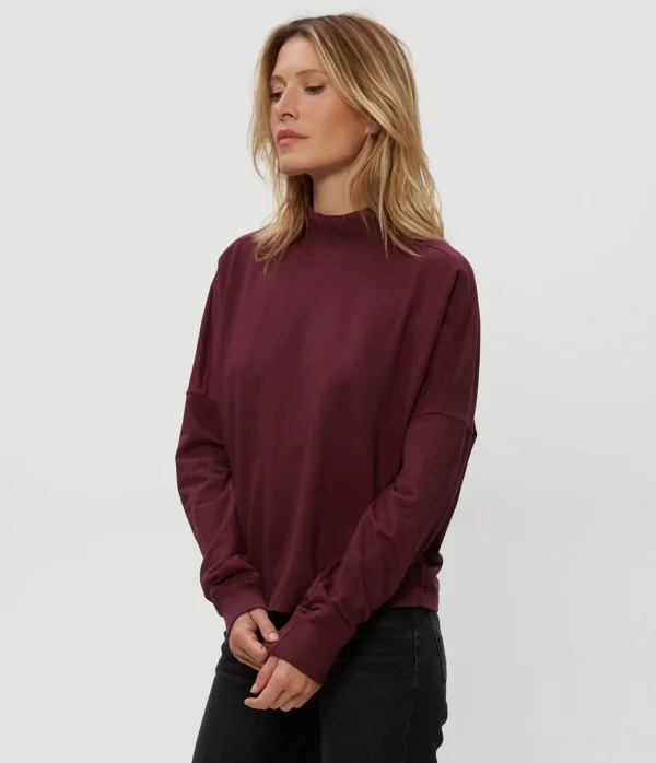 Michael Stars Mila Mock Neck Sweatshirt- Loungewear