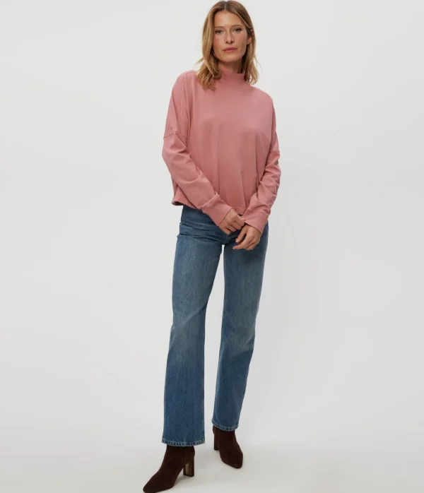 Michael Stars Mila Mock Neck Sweatshirt- Loungewear