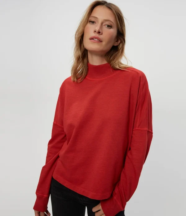 Michael Stars Mila Mock Neck Sweatshirt- Loungewear