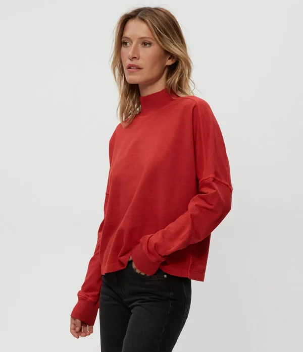 Michael Stars Mila Mock Neck Sweatshirt- Loungewear